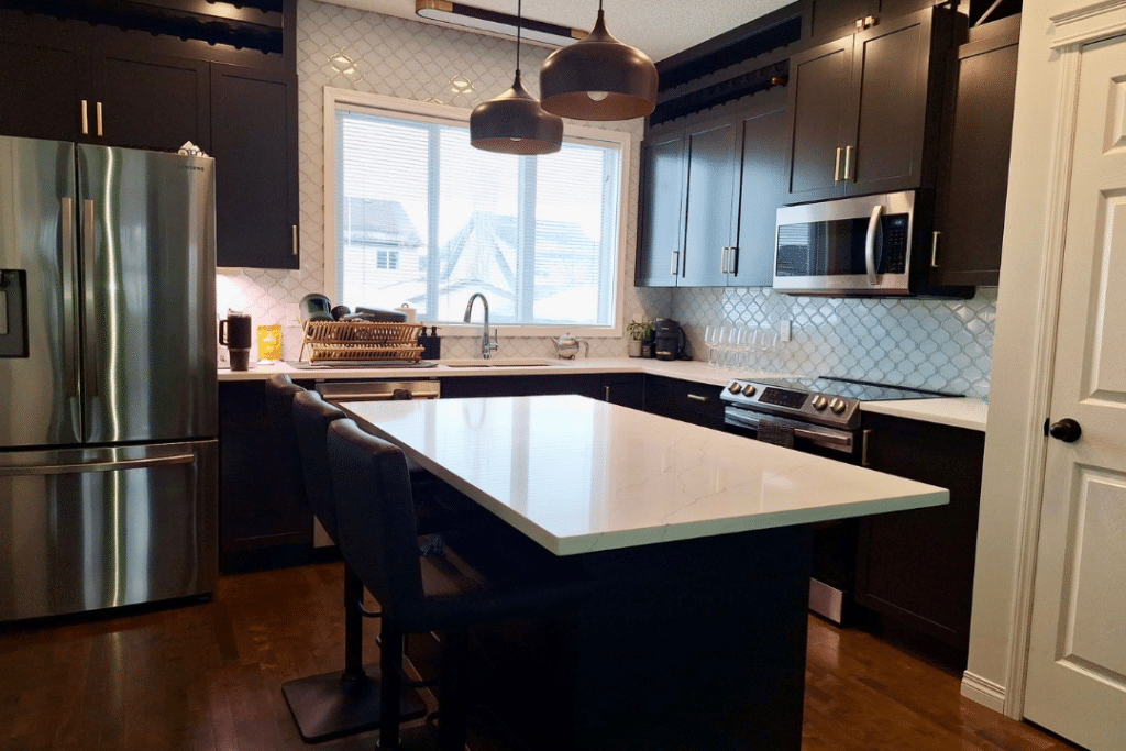 Kitchen cabinet painting in Cochrane, AB